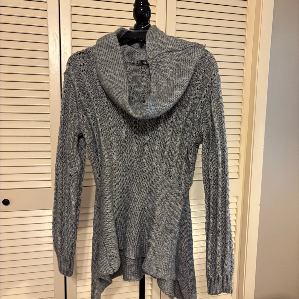 Elegant Gray Women's Cowl Neck Sweater